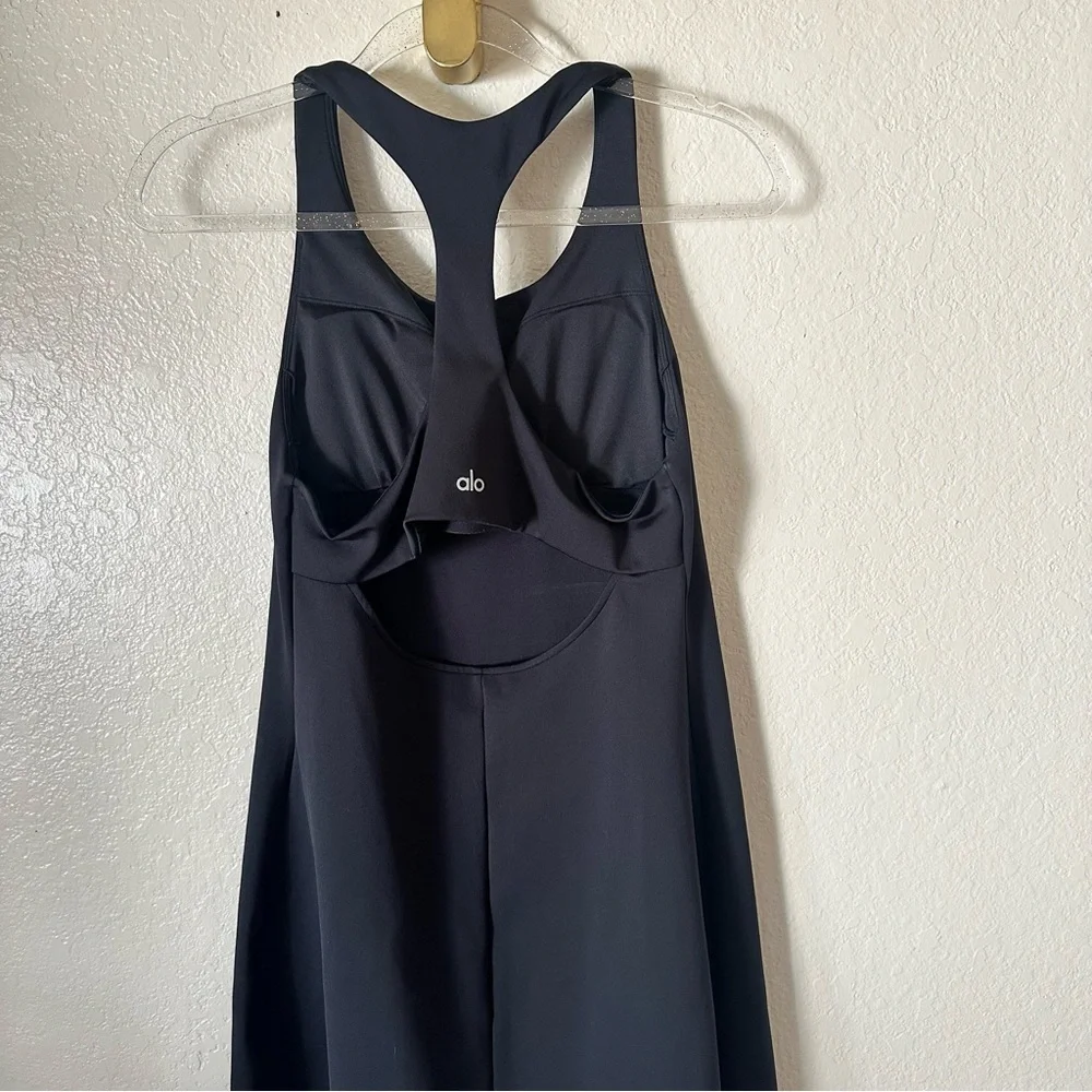 ALO Yoga Black Scoop Neck Racerback Mini Dress